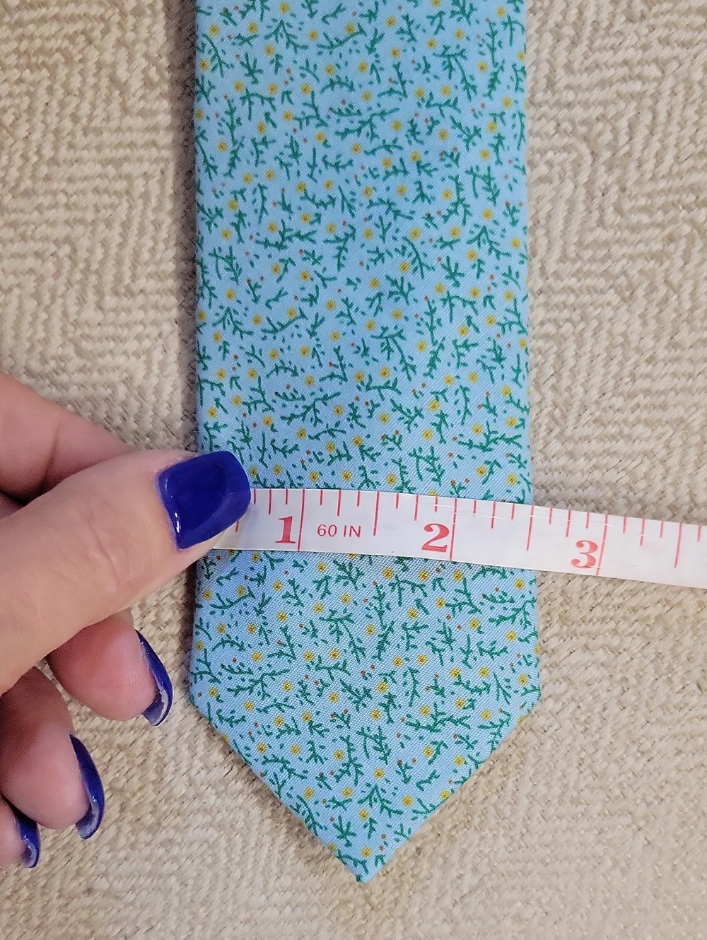 Elzama Sky Blue Floral Men's Tie - Classic Cotton Dress Tie